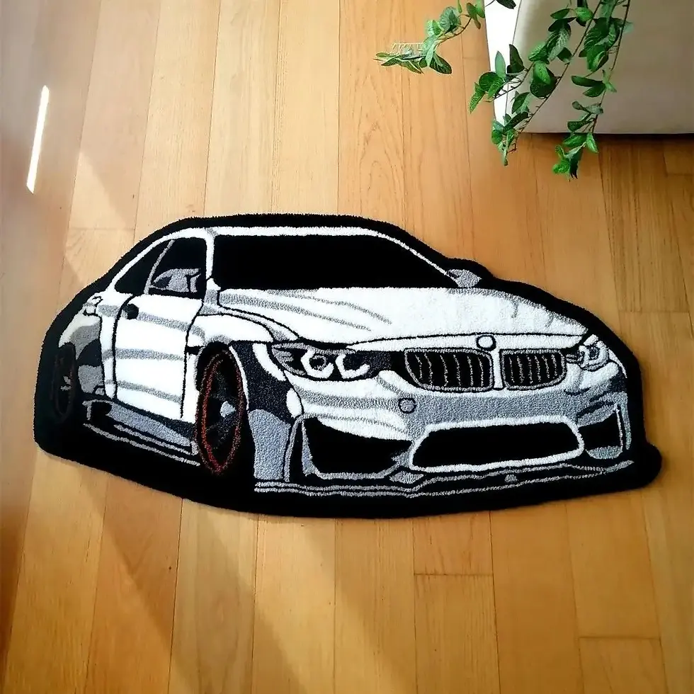 Thumbnail: Cool White Car Rug Digital Printing Technology Simple Housewarming Gift Handmade