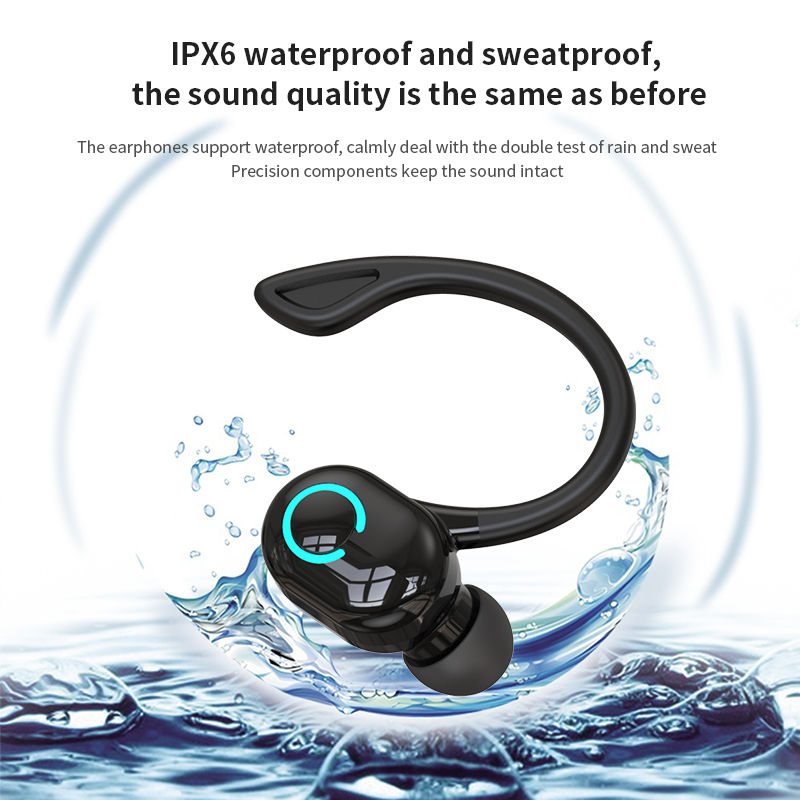Thumbnail: Wireless Bluetooth Earphones HIFI Bass With HD MIC Ear-Hook Earbuds Noise Cancel