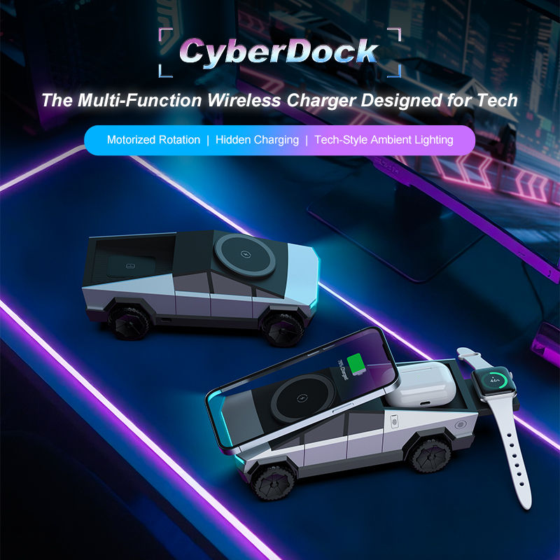 Thumbnail: New Cybertruck Multifunctional 3-in-1 Wireless Charger Desktop Qi2 Charger for I