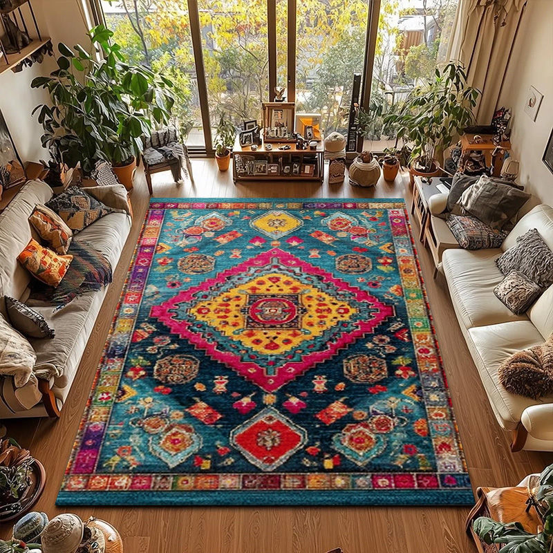 Thumbnail: RAKKS Tribal Pattern Area Rug-Ethnic Vintage Velvet Carpet for Bedroom Living Ro