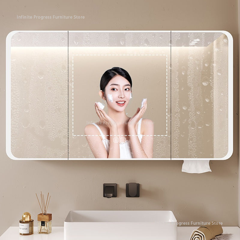 Thumbnail: Arc-shaped Smart Bathroom Mirror Cabinet, Wall-mounted Bathroom Mirror Cabinet w