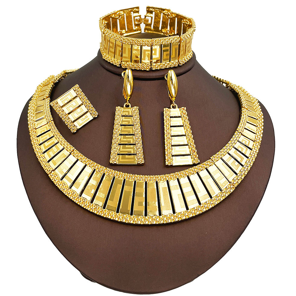 Thumbnail: Dubai Jewelry Set Women Luxury Design High-end Gold Plated Necklace Bangle Earri