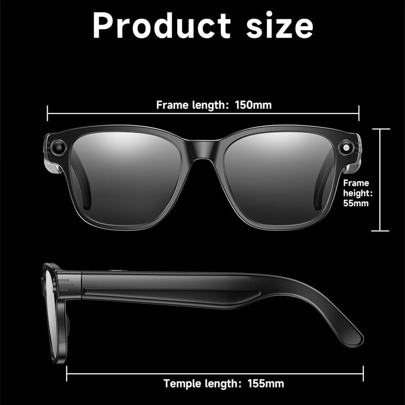 Thumbnail: Smart Glasses With 8M HD camera 1200P anti-shake HD video AI intelligent voice a