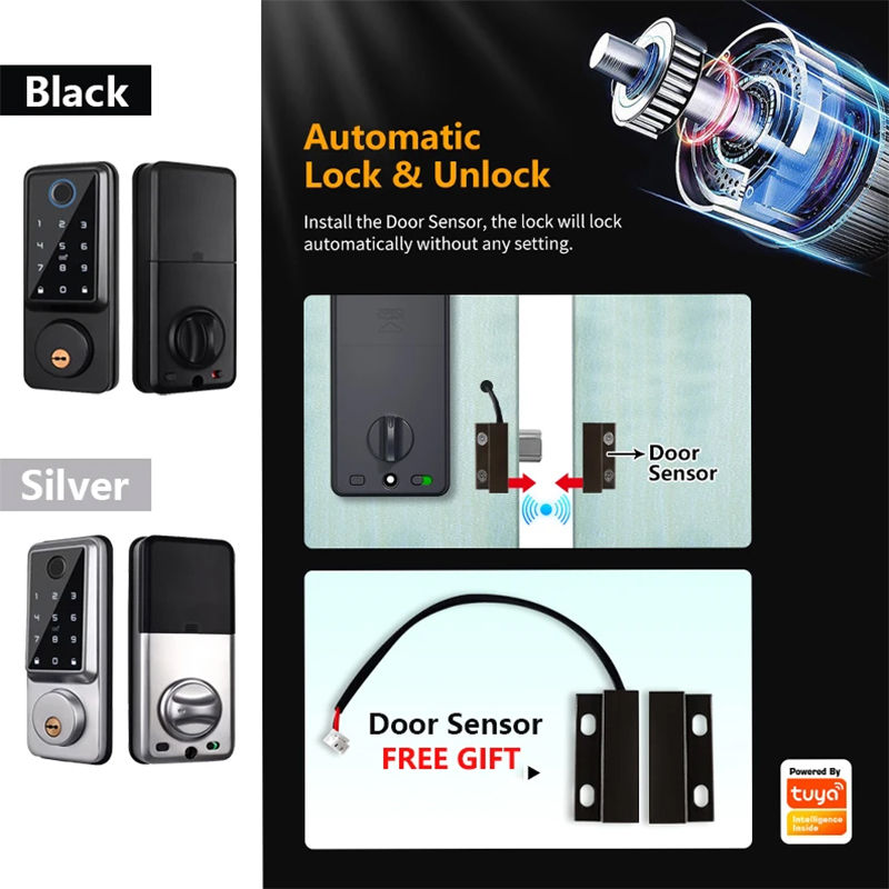 Thumbnail: Waterproof Smart Deadbolt Locks for Home Alexa Wifi Bluetooth TTlock App Biometr