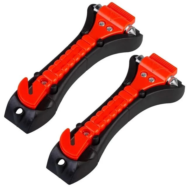 Thumbnail: Safety Hammer Camping Driving Car Seat Belt Cutter 2-in-1 Emergency Break Window