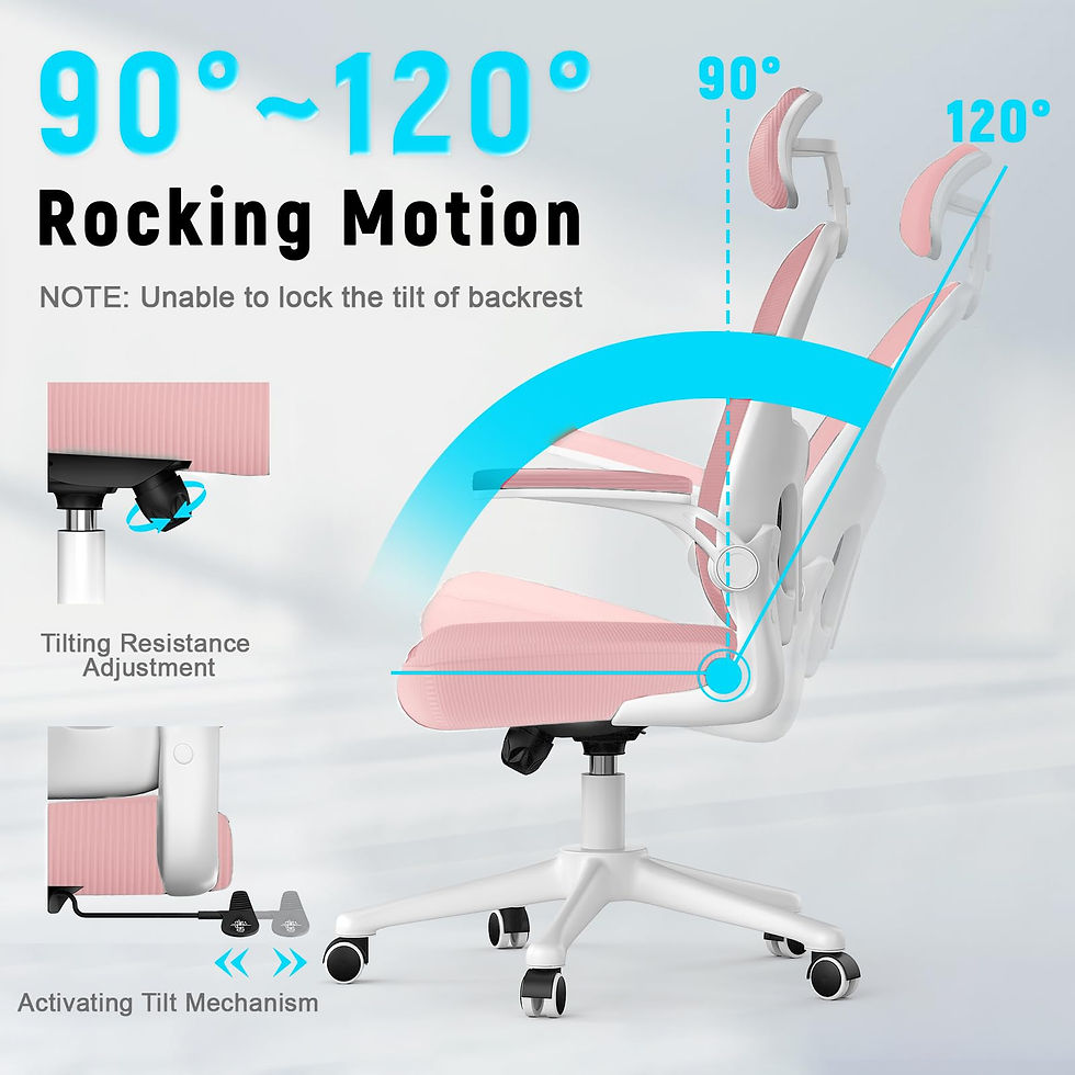 Thumbnail: Pink Ergonomic Office Chair, Liftable High Back Gaming Chair with Lumbar Support
