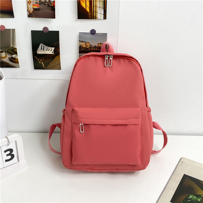 Thumbnail: Simple Solid Color Bookbag Waterproof Student School Bag Waterproof Nylon Backpa
