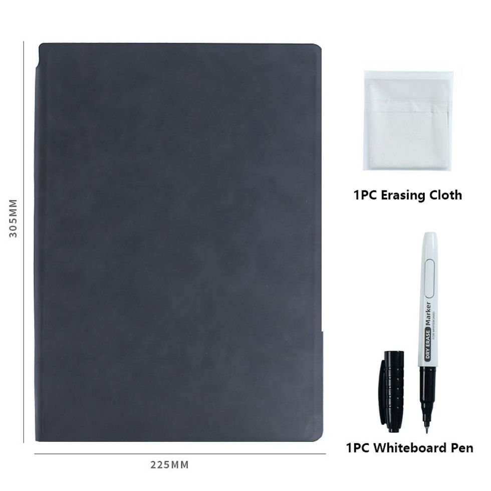 Thumbnail: Leather A4 Whiteboard Notebook Reusable With Erasing Cloth Erasable Whiteboard D