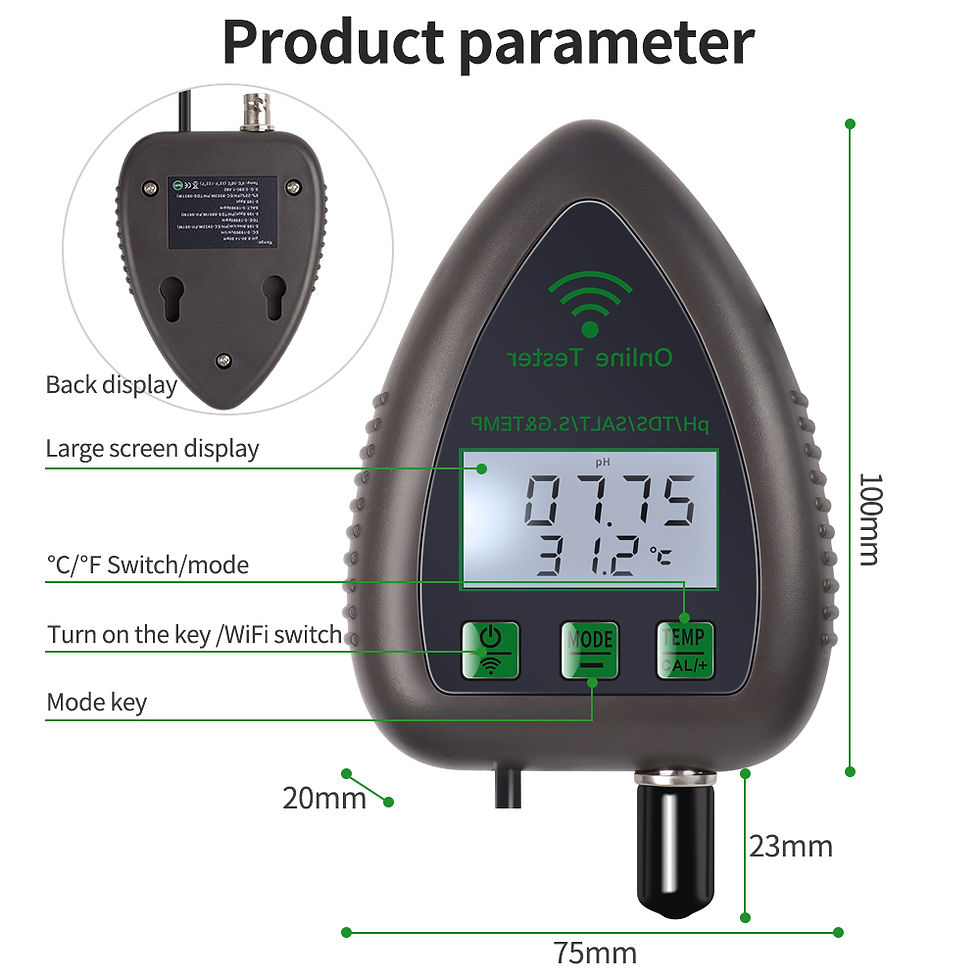 Thumbnail: WiFi Smart Water Quality Tester 5 in 1 TDS EC SALT S.G.TEMP PH Meter Digital Wat