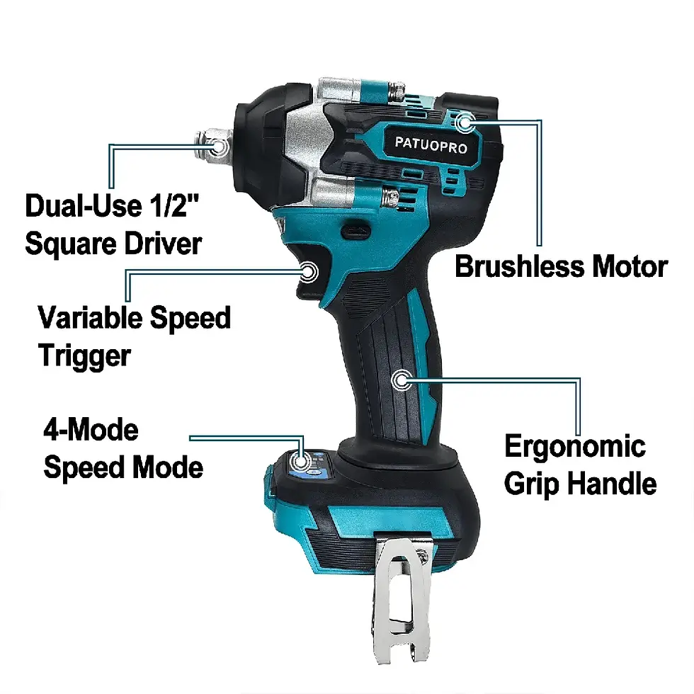Thumbnail: PATUOPRO 4-Speed 500N.m Cordless Impact Wrench 1/2 Inch Brushless Electric Wrenc