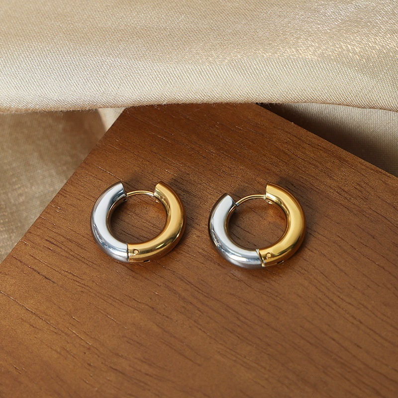 Thumbnail: Women's Earrings with Simple Personalized and Cool Style Titanium Steel Double P