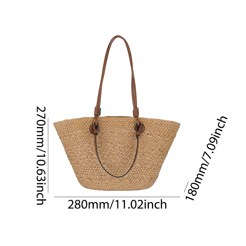 Thumbnail: Women Woven Tote Bag Fashion Shoulder Bag Large Capacity Simple Woven Handbag To