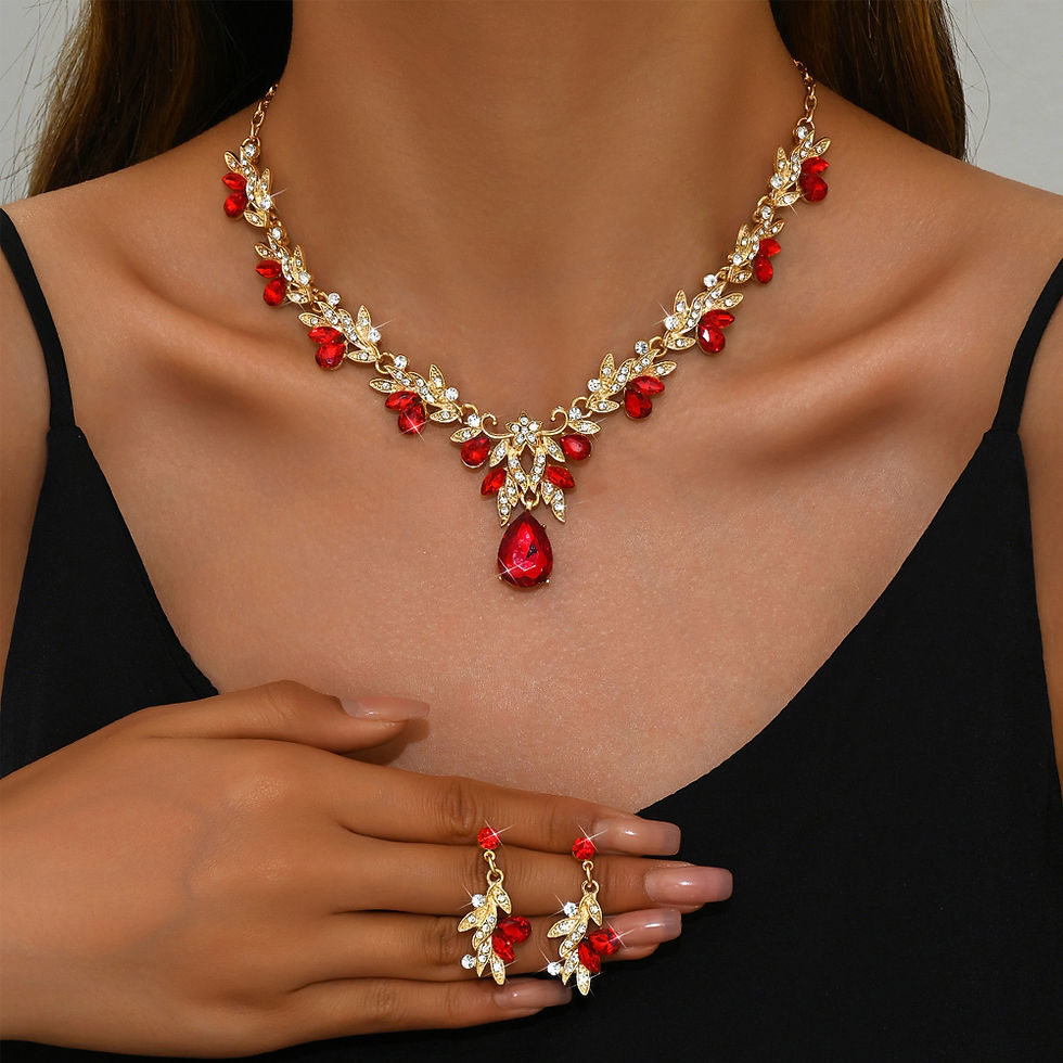 Thumbnail: 2026 Fashion Jewelry Set for Bridal Necklace Earrings Set Women Crystal Engageme