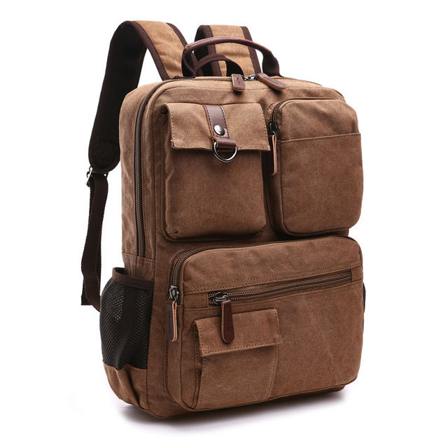 Thumbnail: Men Laptop Backpack Rucksack Canvas School Bag Travel Backpacks for Teenage Male