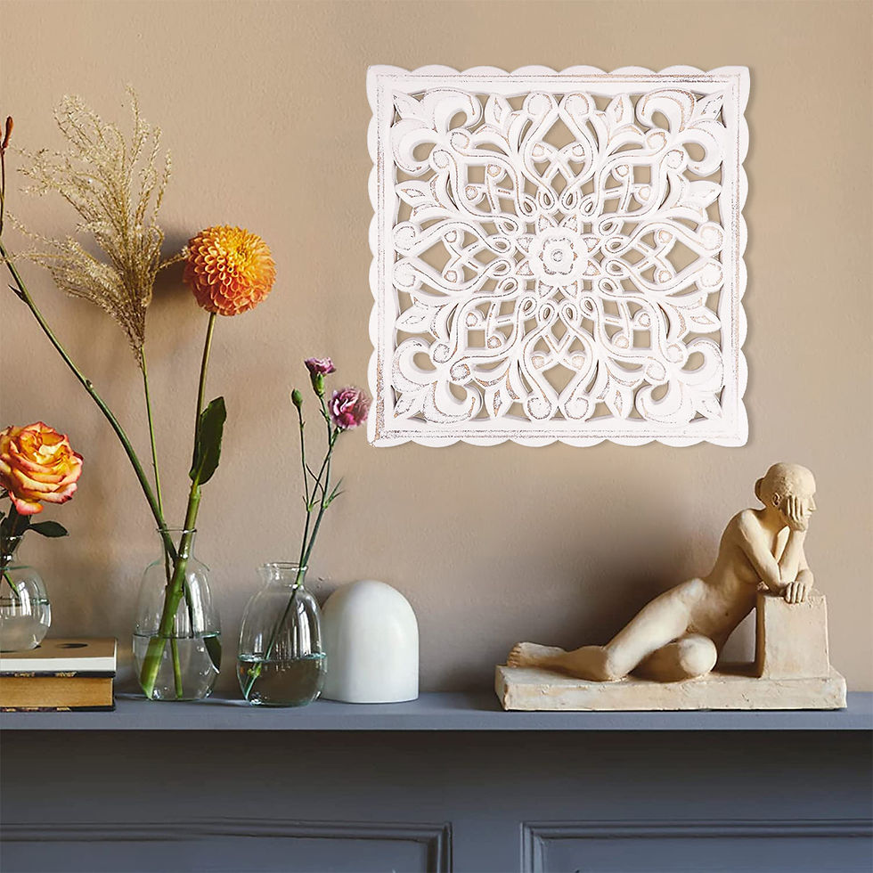 Thumbnail: Hollow Carved Wooden Wall Decor Floral Wall Panel Hanging Decor Carved Hanging O