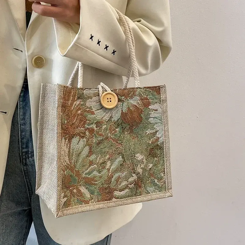 Thumbnail: 2026 Linen Bags Handbag For Women Shopper Tote Bag Fashion Designer Bag Convenie