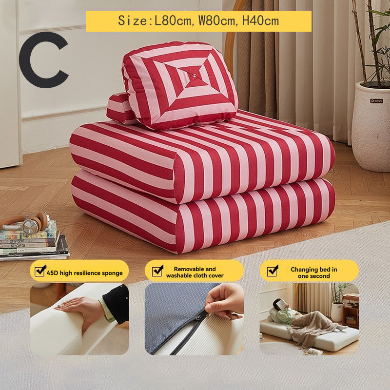 Thumbnail: Fabric single sofa, sweet potato sofa bed, small-sized living room folding dual-