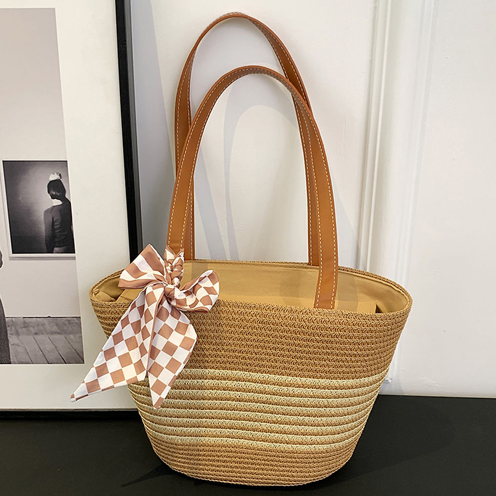 Thumbnail: Women Vintage Shoulder Bag with Bow Crochet Beach Handbag Straw Tote Handbag Wea
