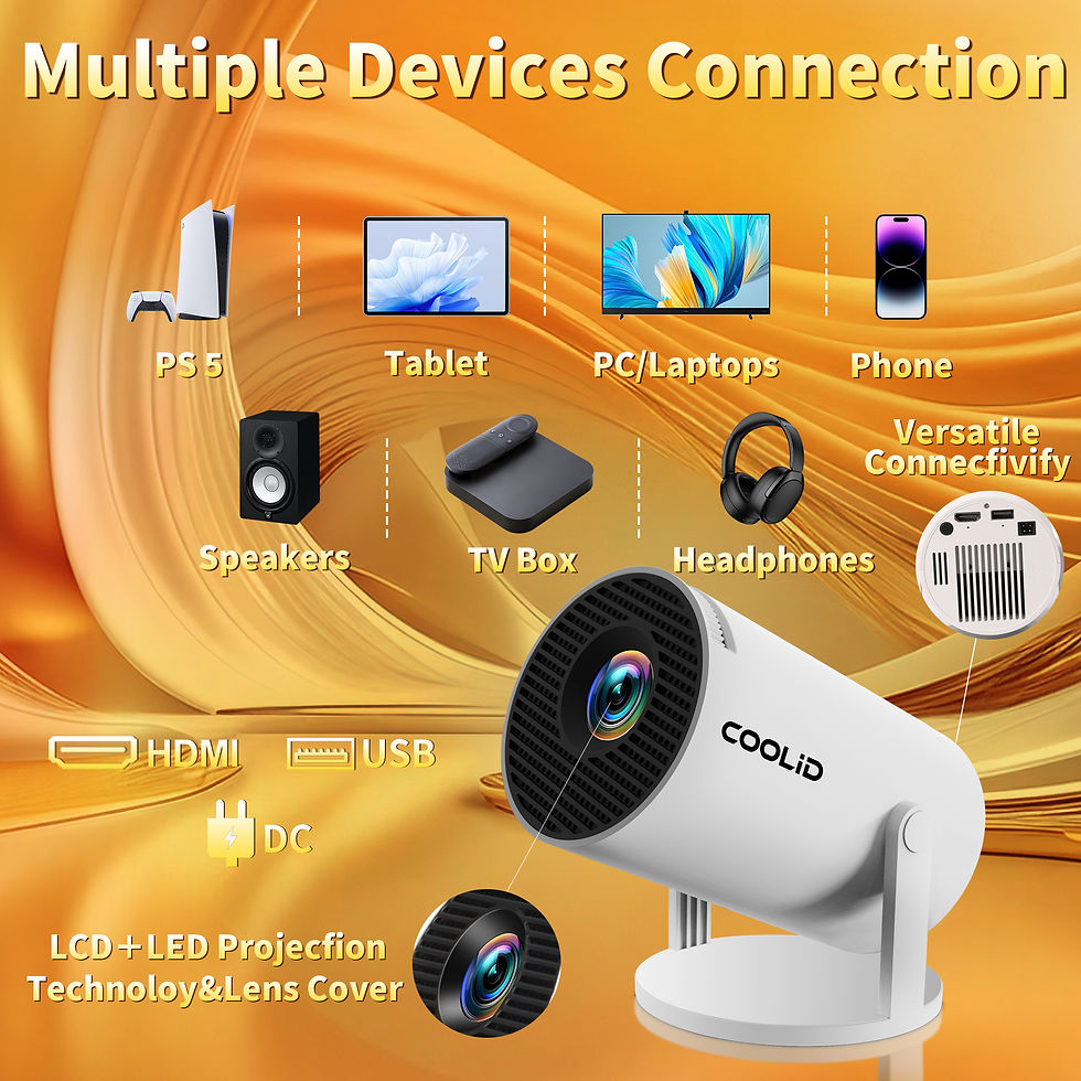 Thumbnail: Mini Projector Native 1080P Wifi6 BT5.4 Portable Video Projector 4K Support, Aut