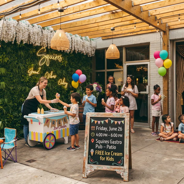 🍦 FREE Ice Cream Party for Kids at Squires! 🎉