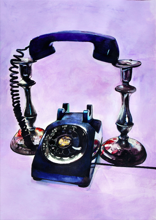 Candlesticks and a Rotary Telephone