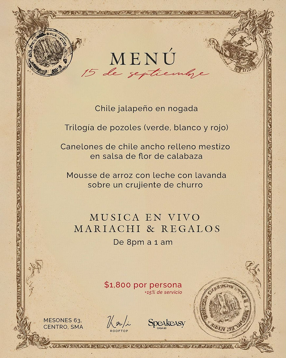 MENÚ 15 DE SEPTIEMBRE