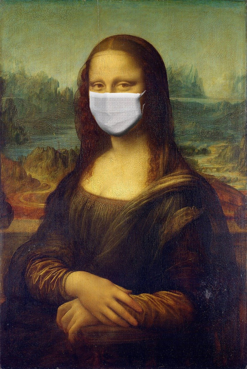 Mona Lisa with mask on.