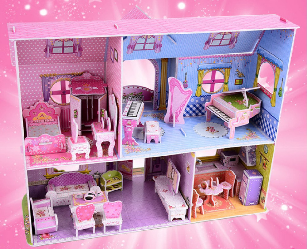 3d Cardboard Dollhouse W Furniture Lol Surprise Or Barbie Sized