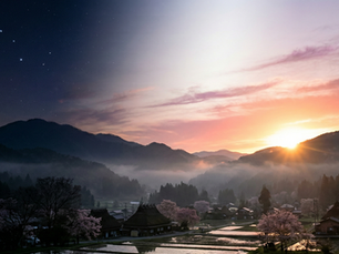 ai generated image of japanese town during daybreak