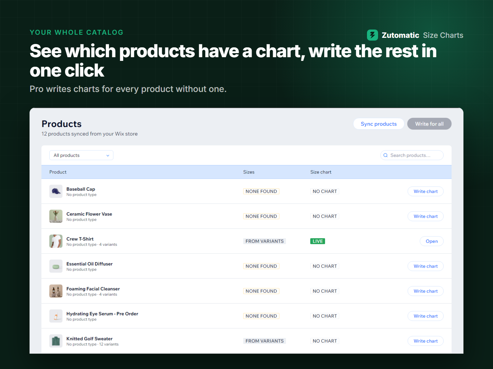 Zutomatic Size Charts screenshot 4