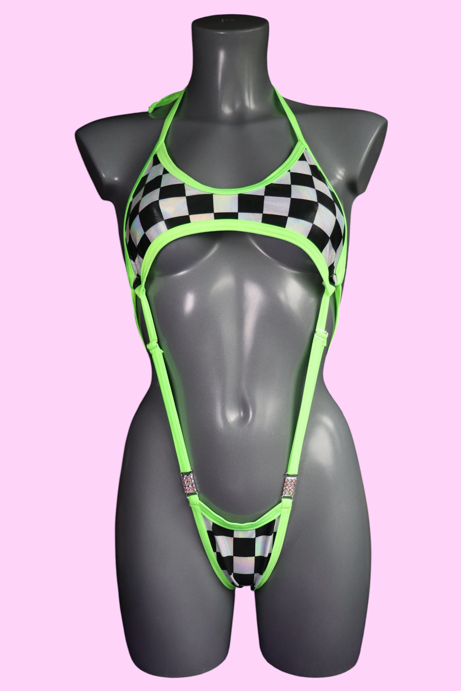 Peekaboo-b Slingshot - Holo Checkers/Green