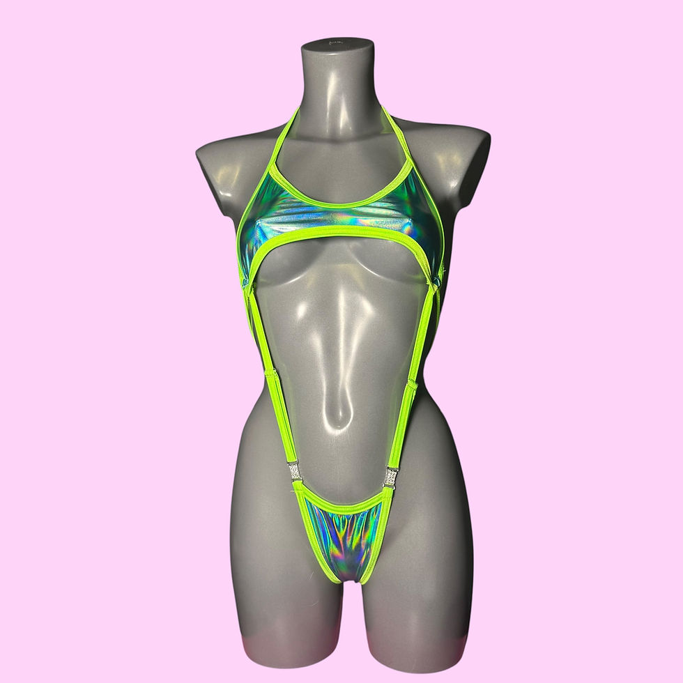 Thumbnail: Peekaboo-b Slingshot - Turquoise Metallic/Lime Trim 