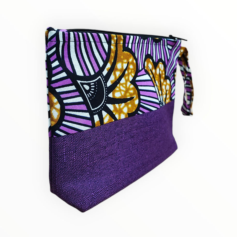 Miniature : Pochette WAX violet marron motif Fleurs de mariage
