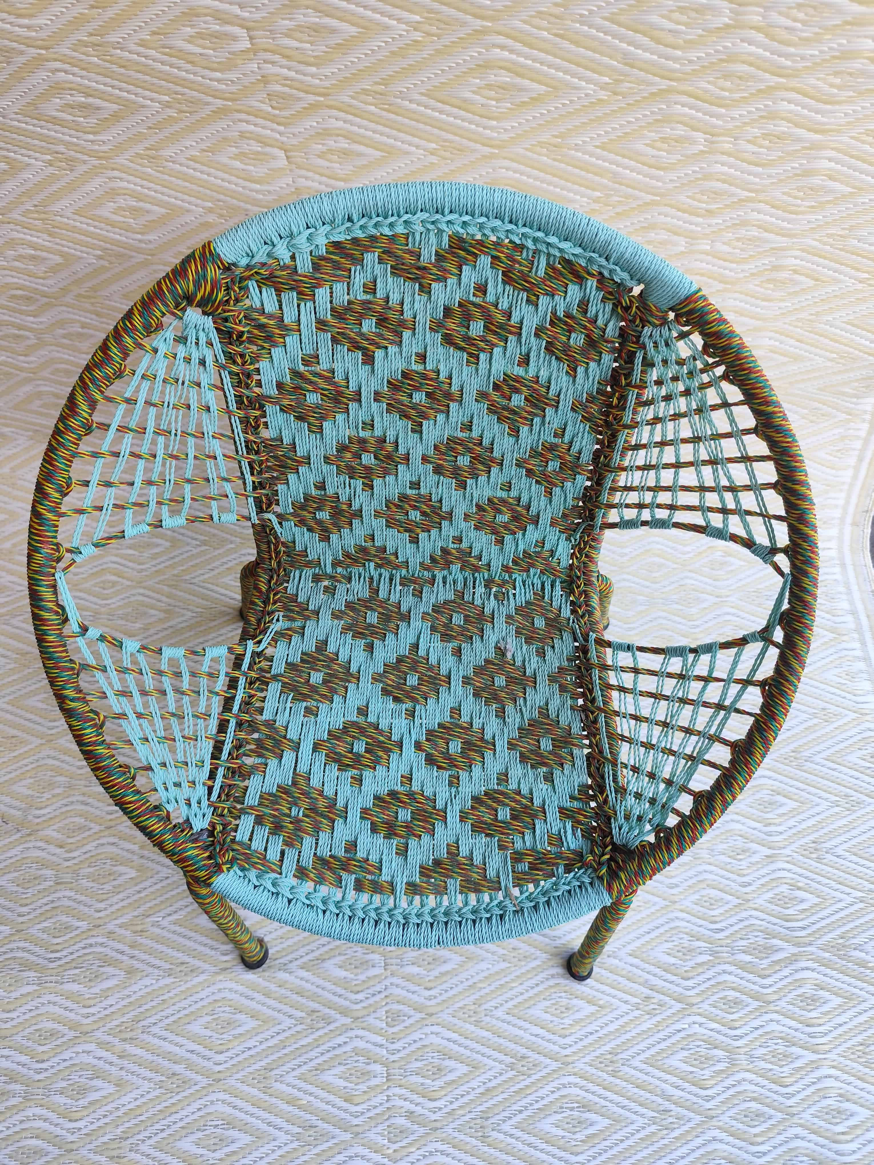 Chaise Enfant Fer forgé et fil de pêche recyclés