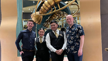 Tom and Dom on MSC Preziosa in the Golden Lobster with our waiters