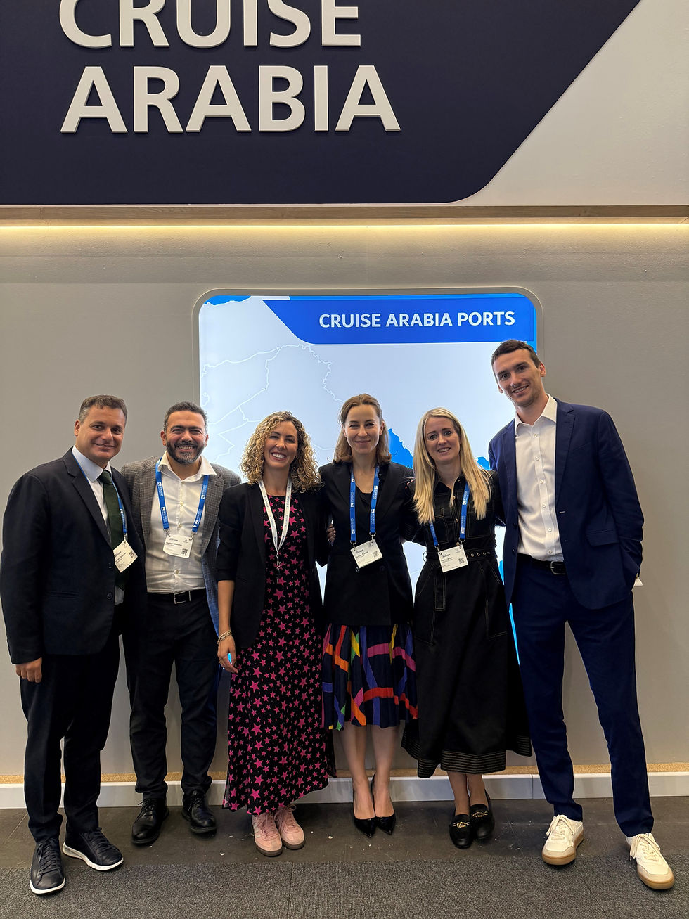 Pictured from left to right: Serafin Blazquez – Executive Director, Operations, Cruise Saudi, Mashhoor Baeshen - Executive Director, Commercial and Business Development, Cruise Saudi, Anna Gregori – VP of Brand, Marketing, PR and Customer Experience, Celestyal, Barbara Buczek - Chief Destination Experiences Officer, Cruise Saudi, Rachel Wilton – VP of Revenue, Product and Shore Experience, Celestyal, Cam Watling – Marketing Manager, Celestyal