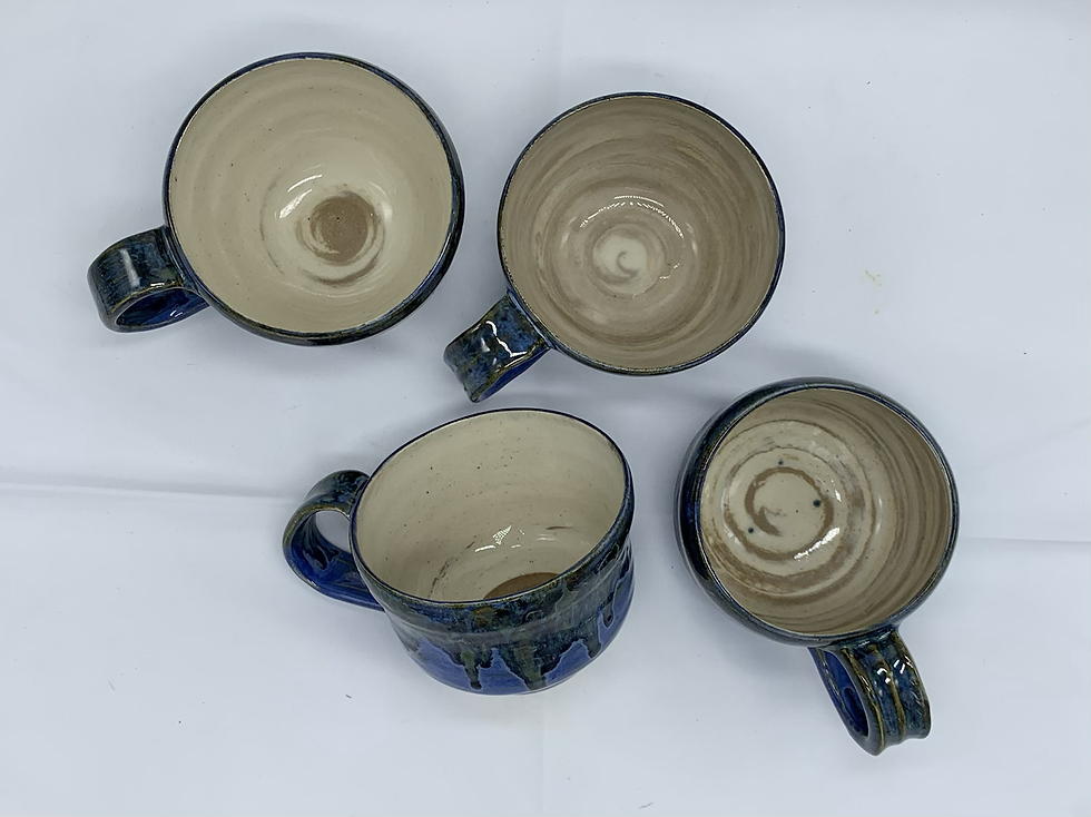 Thumbnail: Blue Agate Stoneware Mug Set 21oz