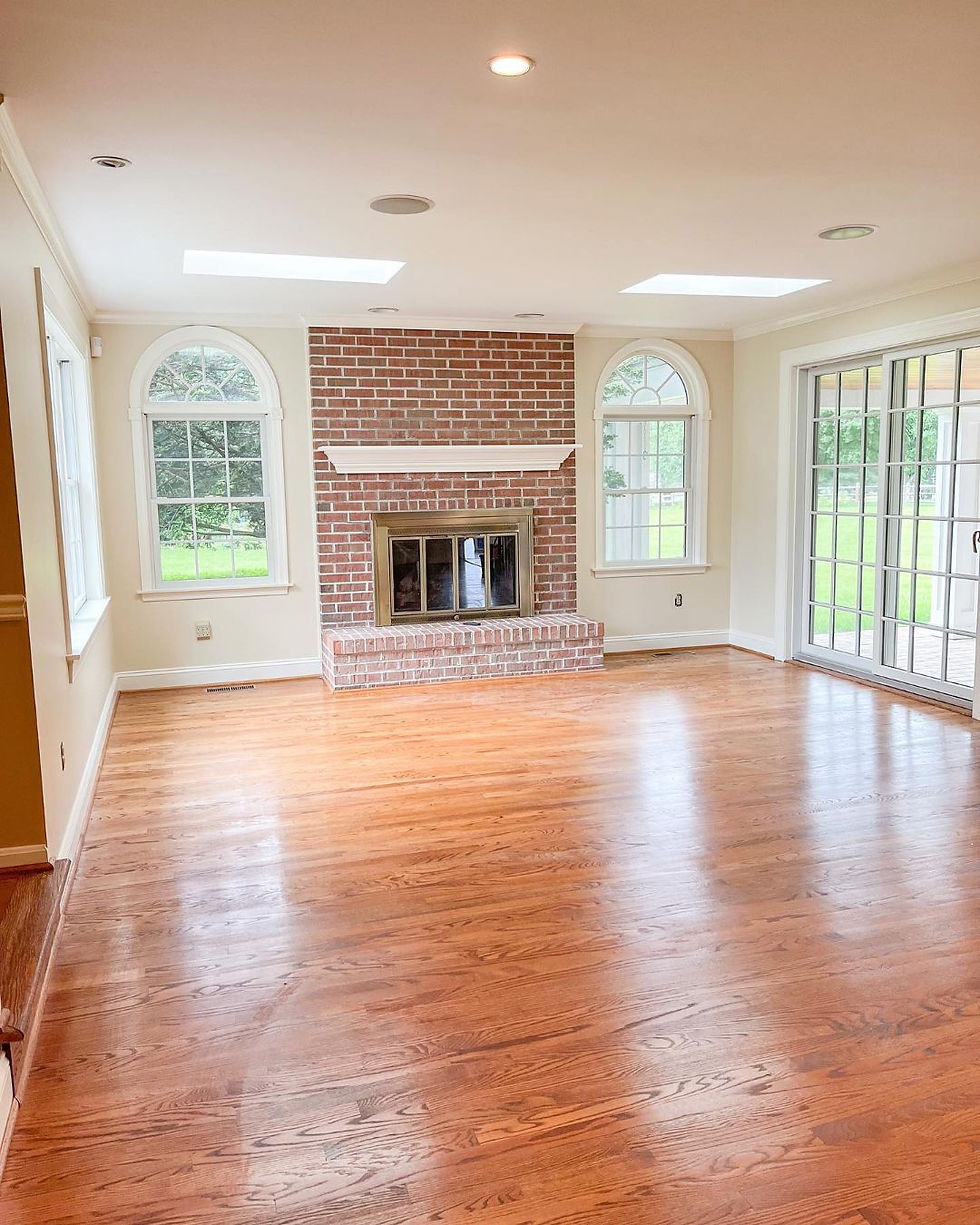 Painted living room with fireplace