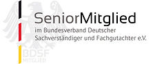 Mitgliedschaftszeichen beim Bundesverband Deutschere Sachverständiger und Fachgutachter e. V.