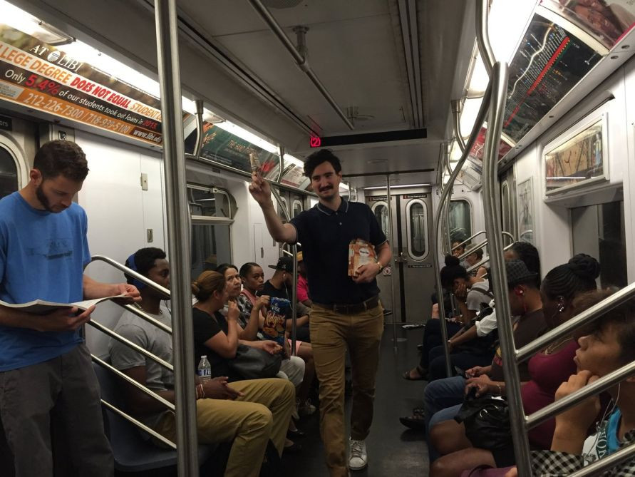 man unauthorized commercial activity on nyc subway train