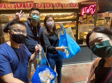 Volunteers collecting bread