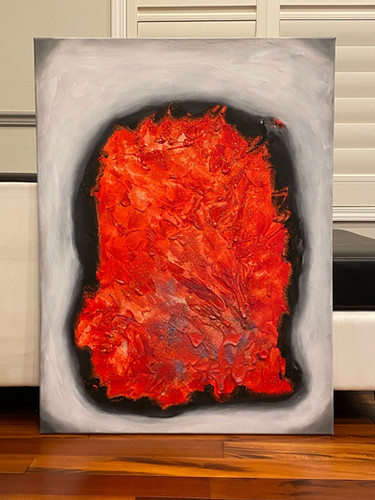 Textured Abstract Painting Red Sami Art Studio