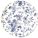 Bright blue & white dinner plate with gold rim