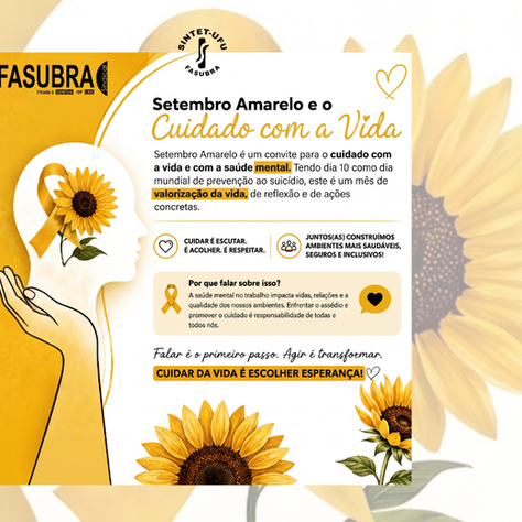 SETEMBRO AMARELO E O CUIDADO COM A VIDA