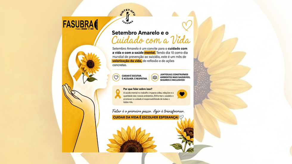 SETEMBRO AMARELO E O CUIDADO COM A VIDA