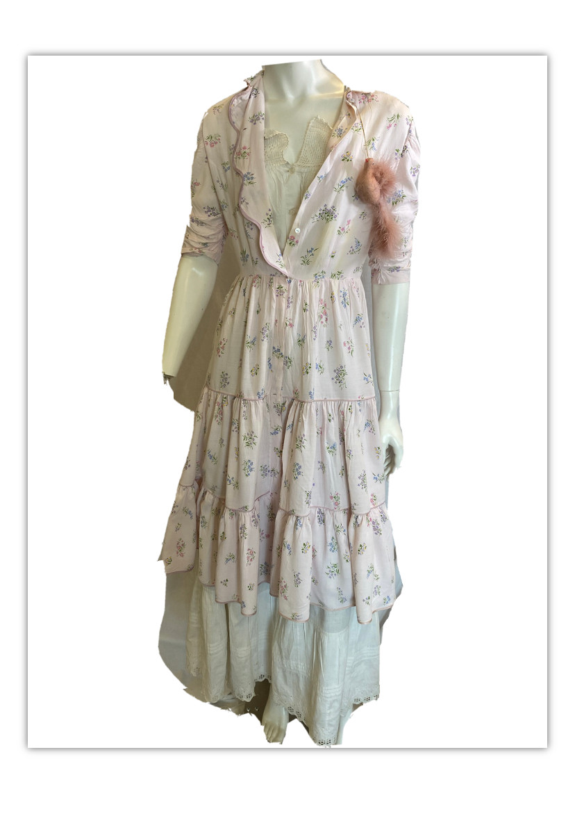 Edwardian cotton camisole and slip and rockabilly glamour lingerie duster.