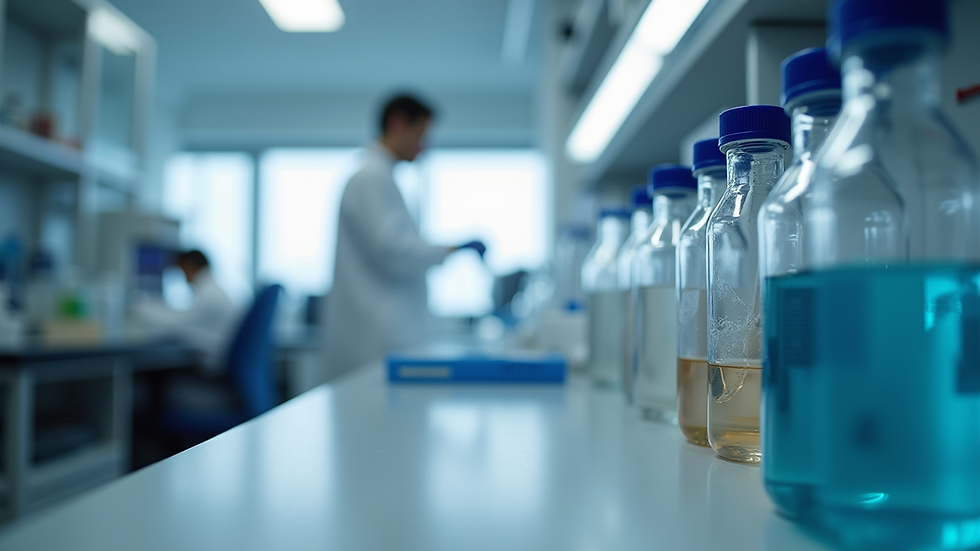 Eye-level view of a laboratory setup with biochemical assay equipment