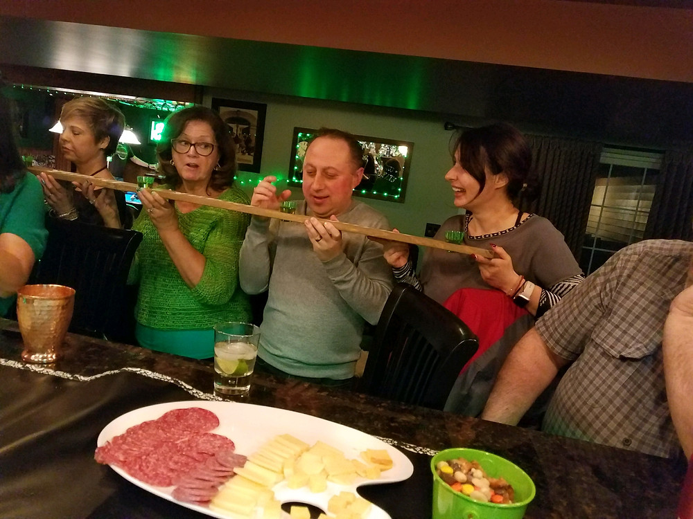 My wife got 2 shot skis after we were introduced to it by the local Irish pub and had to get one. The concept being four people tilting and having a shot in unison. It was a big hit!
