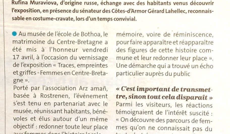 Le Telegramme Le 18 avril 2026 Musée de l’école de Bothoa à Saint-Nicolas-du-Pélem, l’artiste Rufina Muraviova