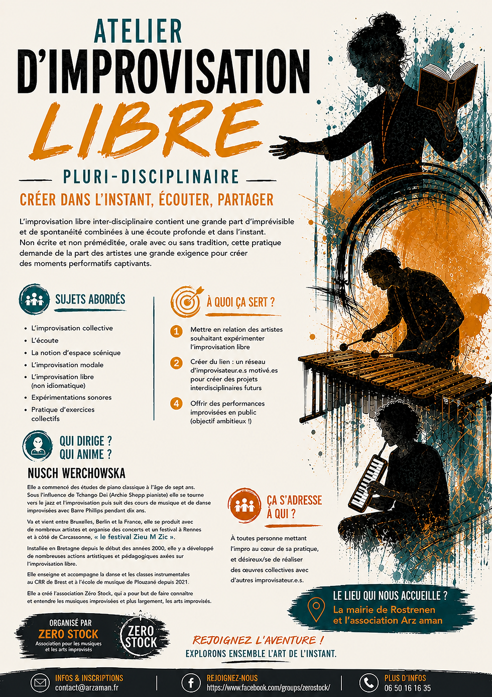 L'improvisation libre inter-disciplinaire contient une grande part d’imprévisible et de spontanéité